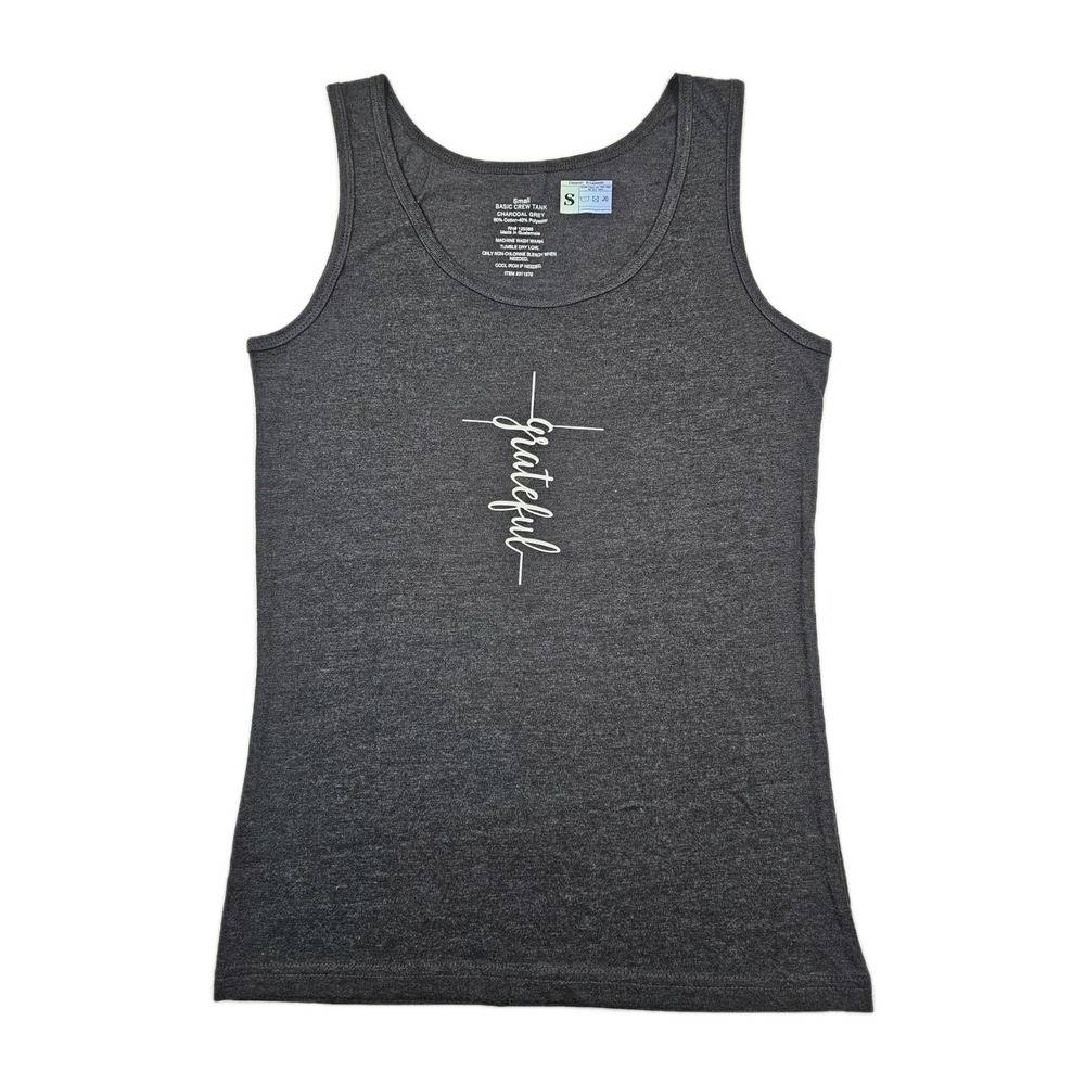 Country Blessings Tank Top‎ Grateful Cross Small Grey Shirt Fun Spiritual Gift